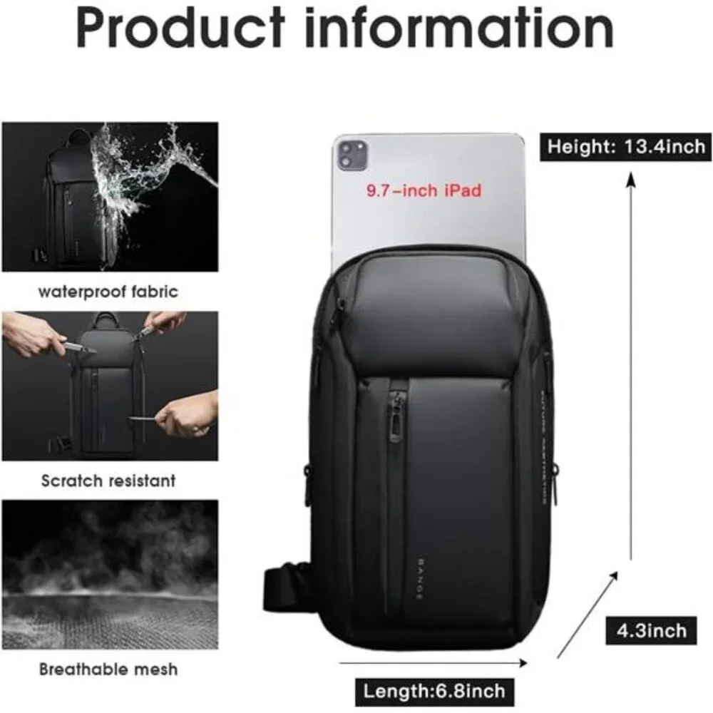 Mens Crossbody Backpack Waterproof Sling Shoulder Bag Travel Hiking Daily